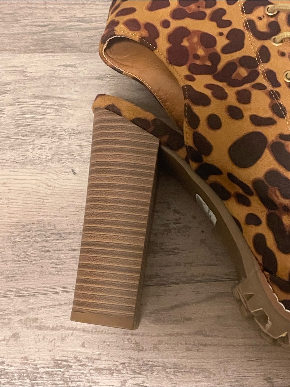 Liliana Leopard Print Lace-Up Cutout Block Heel Booties - Picture 4 of 8